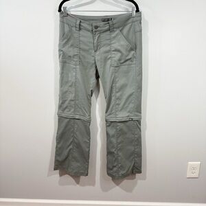Prana Convertible Hiking Pants Gray Outdoor Zip Off Size 10